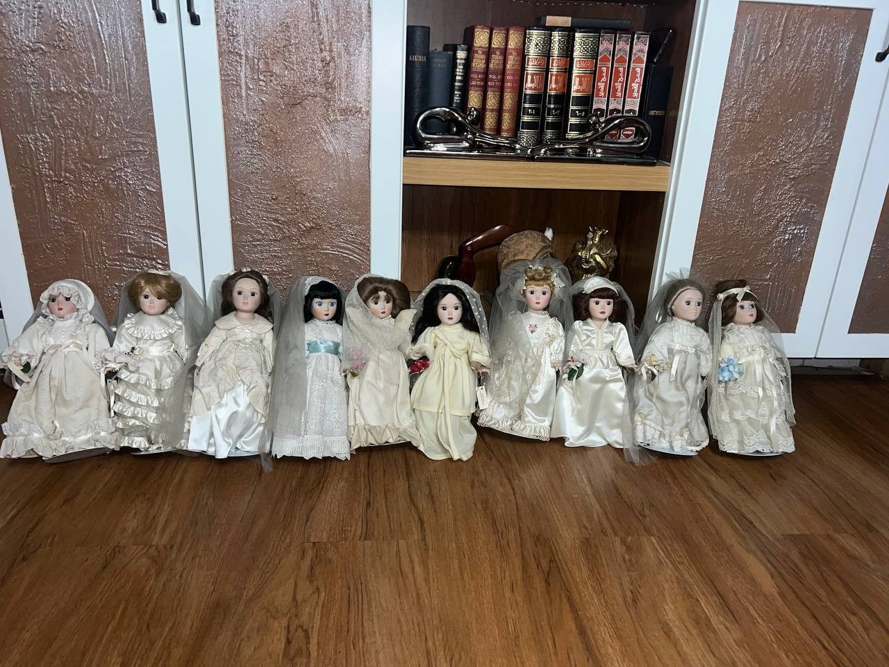 (Lot of 10) Danbury Mint Brides Of America Porcelain Wedding Dolls W/Stands COA