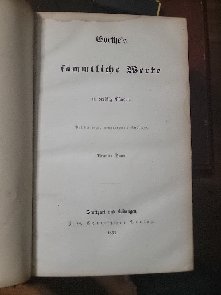 1851  GOETHE'S  WERKE 1-30(6) . GERMAN.13, 14,29,3,7,16,9 Gottasher Verlag